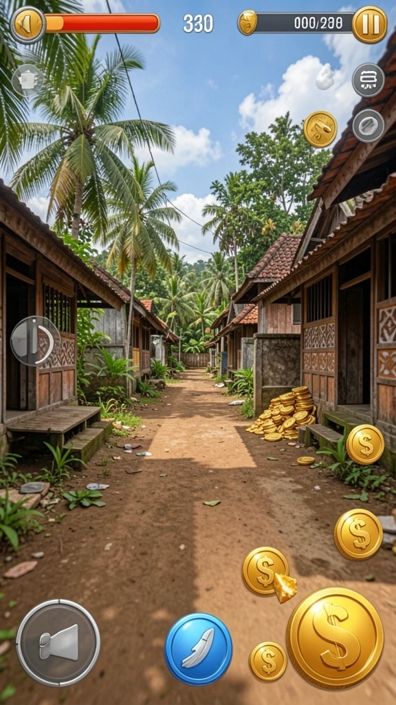 Gambaran level yang menantang dengan pemandangan indah.